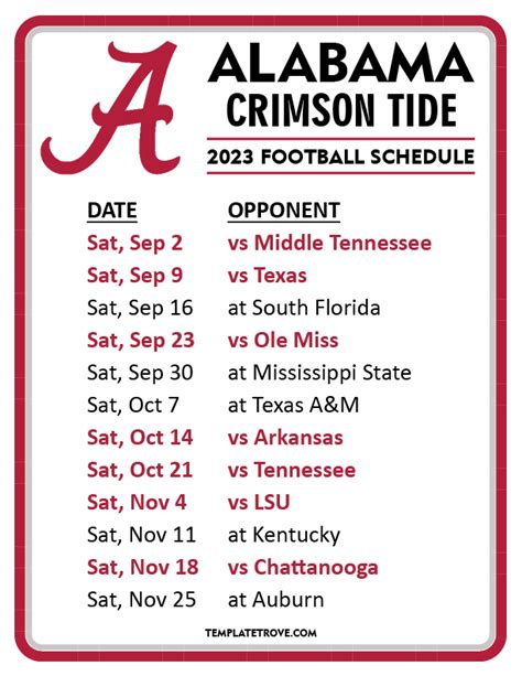 alabama university football schedule 2023